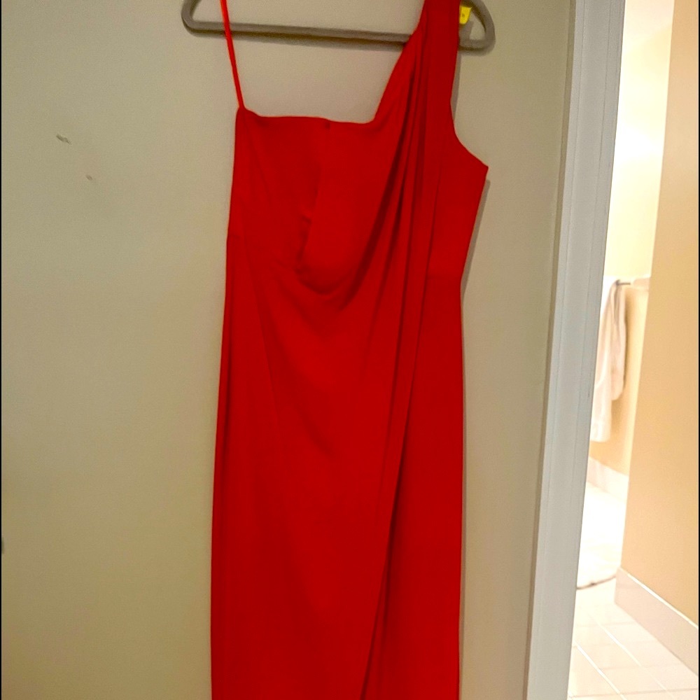 BCBG Maxmara  beautiful red , one shoulder dress.. perfect for the holidays